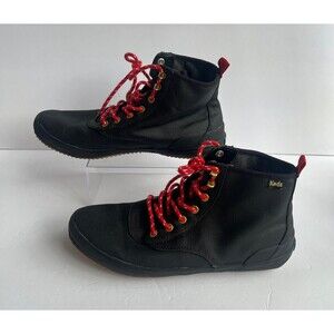 Keds Scout II Water Resistant Canvas Black Maroon Ankle Boots Women's Size 10
